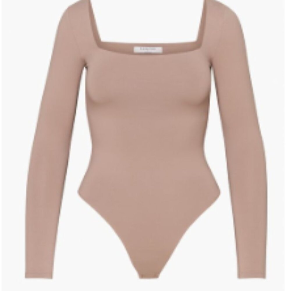 ARITZIA: Original Contour Squareneck Bodysuit. Colour: Warm Taupe. Size: Small